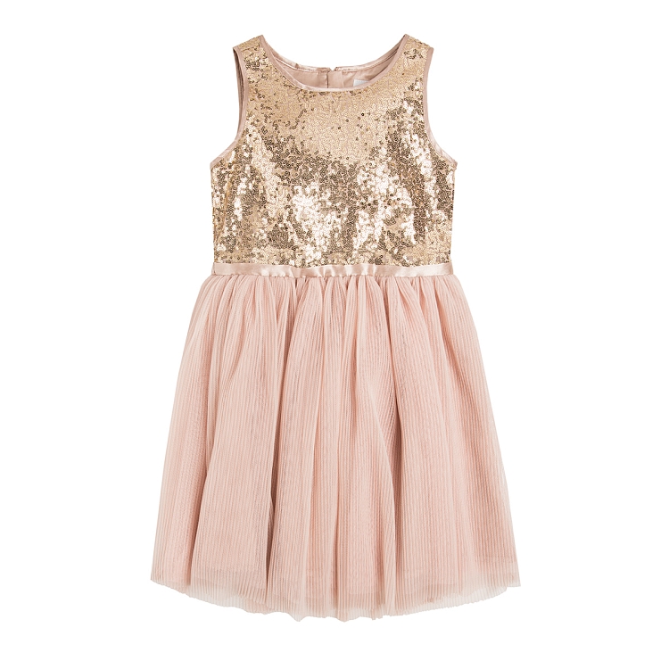 Złota różowa sukienka dla dziewczynki marki SMYK
